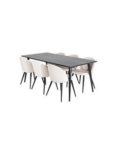Matgrupp Dipp med Velvet matstolar, 180 × 90 cm 2