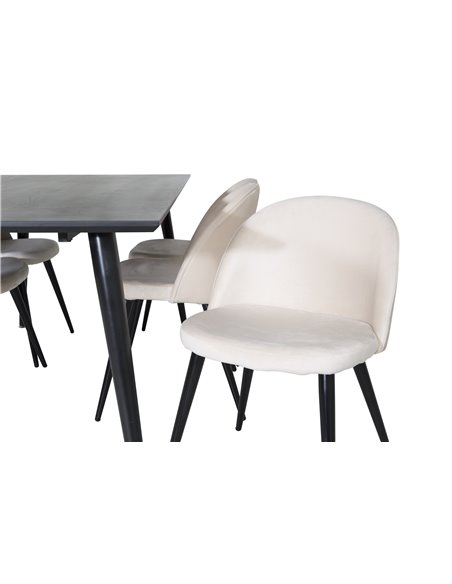 Matgrupp Dipp med Velvet matstolar, 180 × 90 cm