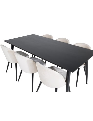 Matgrupp Dipp med Velvet matstolar, 180 × 90 cm