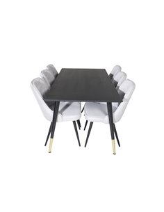 Matgrupp Dipp med Velvet Deluxe matstolar, 180 × 90 cm
