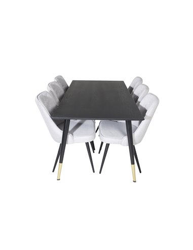 Matgrupp Dipp med Velvet Deluxe matstolar, 180 × 90 cm