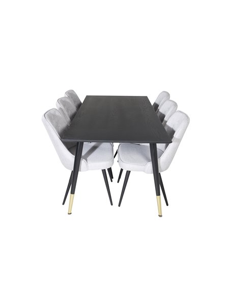 Matgrupp Dipp med Velvet Deluxe matstolar, 180 × 90 cm