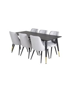 Matgrupp Dipp med Velvet Deluxe matstolar, 180 × 90 cm 2