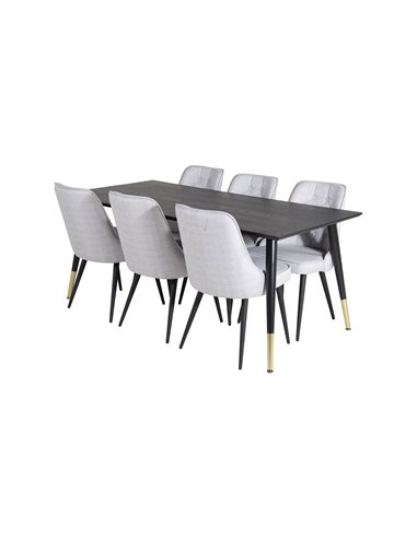 Matgrupp Dipp med Velvet Deluxe matstolar, 180 × 90 cm