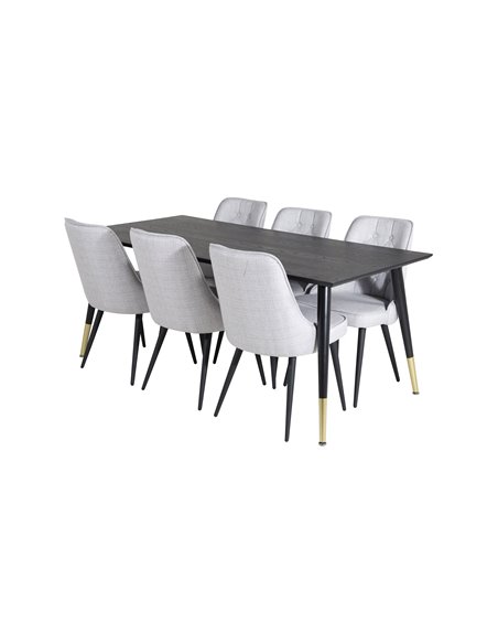 Matgrupp Dipp med Velvet Deluxe matstolar, 180 × 90 cm