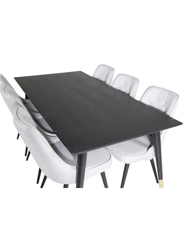 Matgrupp Dipp med Velvet Deluxe matstolar, 180 × 90 cm