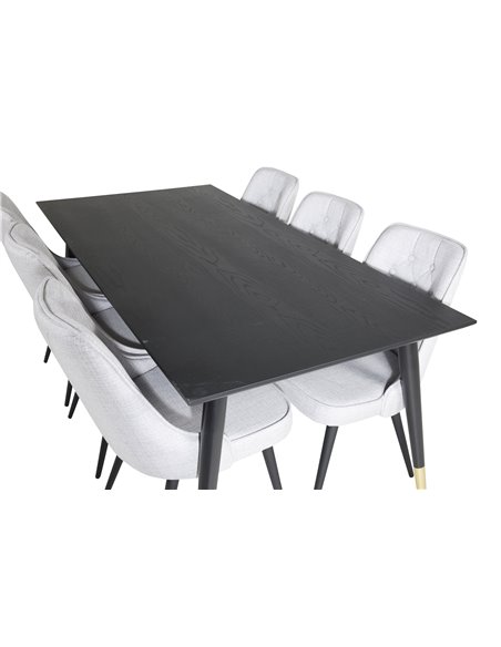 Matgrupp Dipp med Velvet Deluxe matstolar, 180 × 90 cm