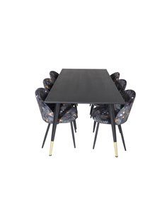 Matgrupp Dipp med Velvet matstolar, 180 × 90 cm