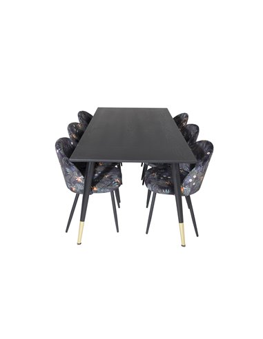 Matgrupp Dipp med Velvet matstolar, 180 × 90 cm