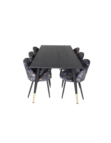 Matgrupp Dipp med Velvet matstolar, 180 × 90 cm
