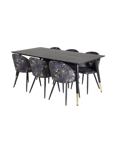 Matgrupp Dipp med Velvet matstolar, 180 × 90 cm