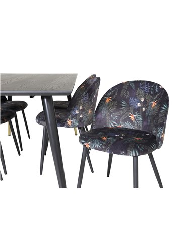 Matgrupp Dipp med Velvet matstolar, 180 × 90 cm