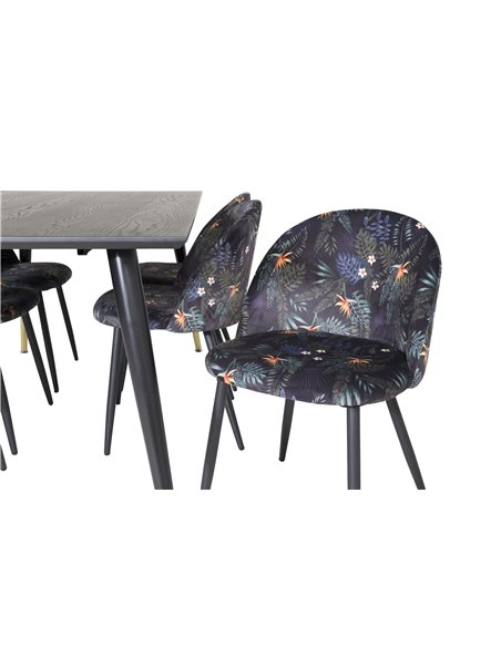 Matgrupp Dipp med Velvet matstolar, 180 × 90 cm