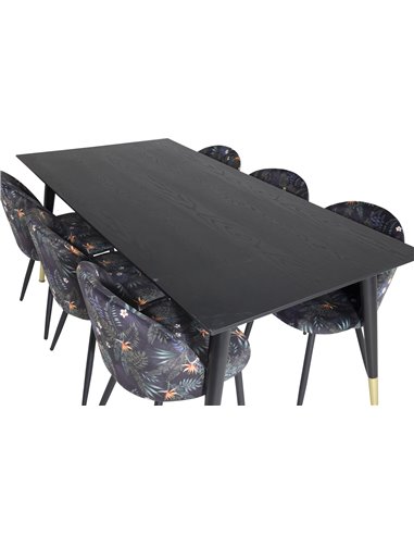 Matgrupp Dipp med Velvet matstolar, 180 × 90 cm