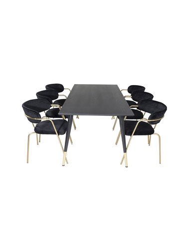 Matgrupp Dipp med Arrow matstolar, 180 × 90 cm