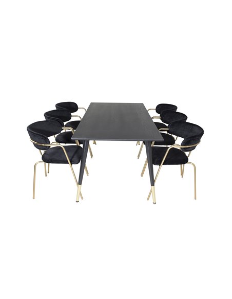 Matgrupp Dipp med Arrow matstolar, 180 × 90 cm