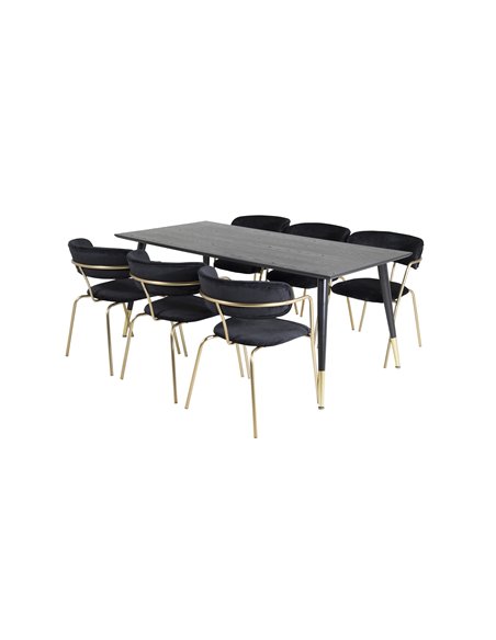 Matgrupp Dipp med Arrow matstolar, 180 × 90 cm