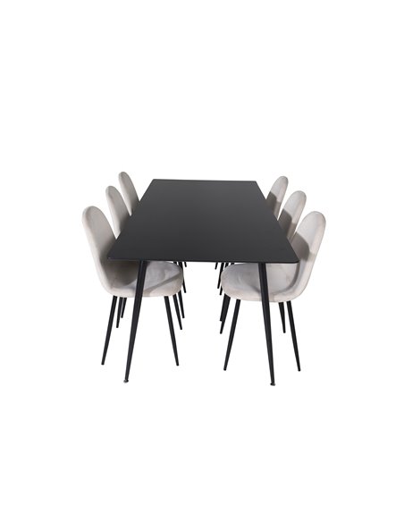 Matgrupp Silar med Polar matstolar, 180 × 90 cm
