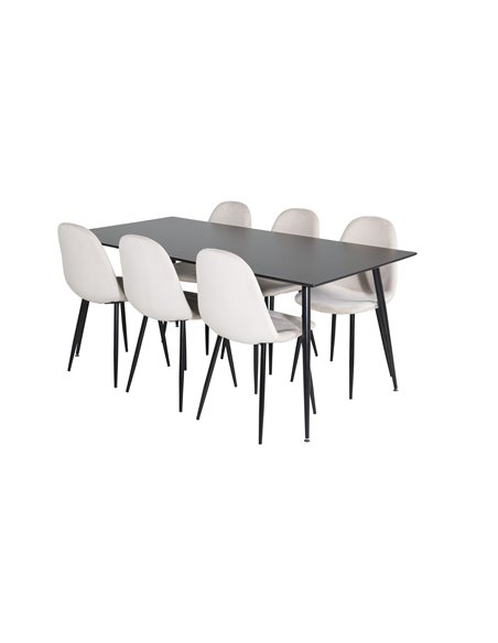 Matgrupp Silar med Polar matstolar, 180 × 90 cm