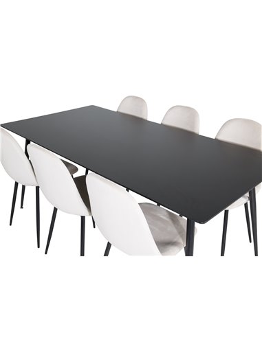 Matgrupp Silar med Polar matstolar, 180 × 90 cm