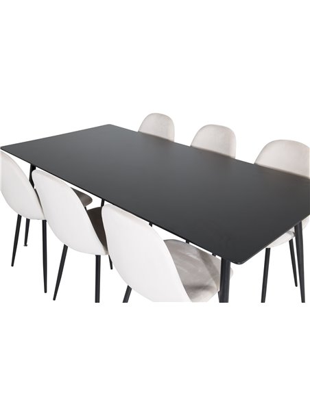 Matgrupp Silar med Polar matstolar, 180 × 90 cm