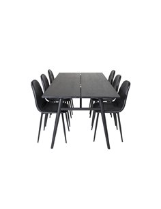 Matgrupp Sleek med Polar matstolar, 195 × 95 cm
