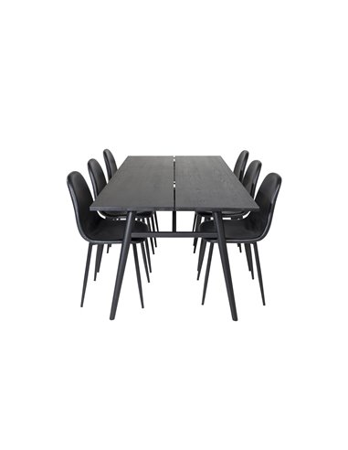 Matgrupp Sleek med Polar matstolar, 195 × 95 cm
