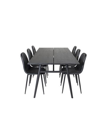 Matgrupp Sleek med Polar matstolar, 195 × 95 cm