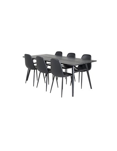 Matgrupp Sleek med Polar matstolar, 195 × 95 cm
