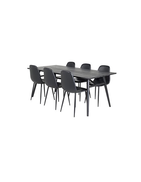Matgrupp Sleek med Polar matstolar, 195 × 95 cm