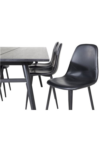 Matgrupp Sleek med Polar matstolar, 195 × 95 cm