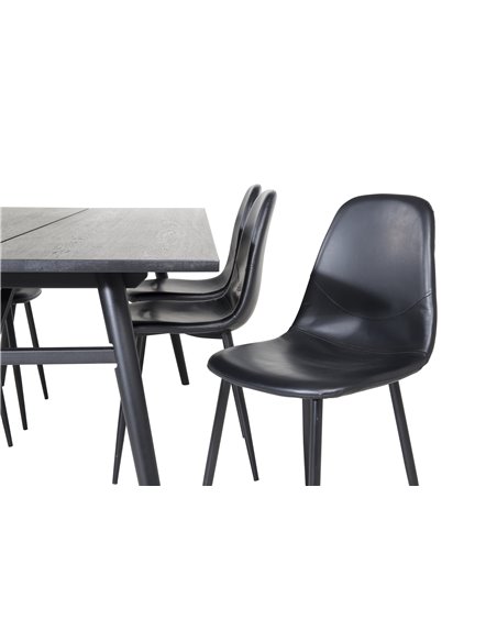Matgrupp Sleek med Polar matstolar, 195 × 95 cm