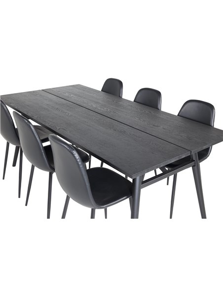 Matgrupp Sleek med Polar matstolar, 195 × 95 cm