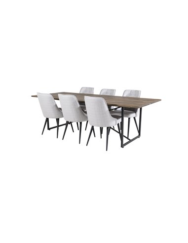 Matgrupp Padang med Velvet Deluxe matstolar, 250 × 100 cm