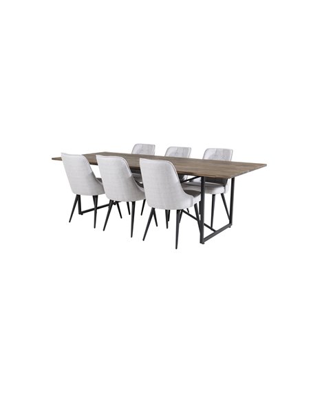 Matgrupp Padang med Velvet Deluxe matstolar, 250 × 100 cm