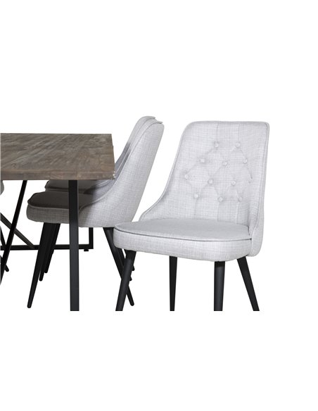 Matgrupp Padang med Velvet Deluxe matstolar, 250 × 100 cm