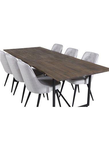 Matgrupp Padang med Velvet Deluxe matstolar, 250 × 100 cm