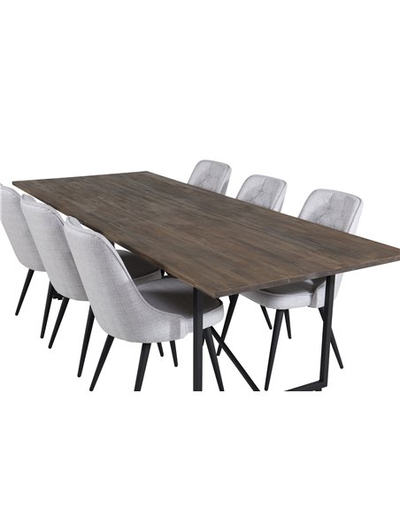 Matgrupp Padang med Velvet Deluxe matstolar, 250 × 100 cm