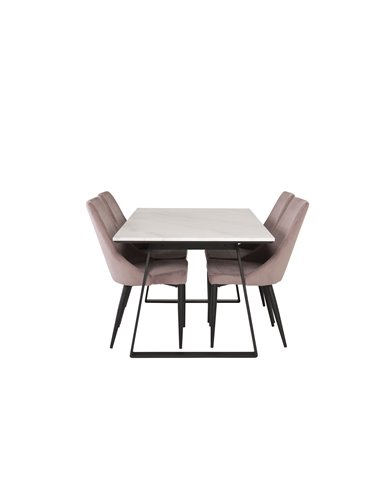 Matgrupp Estelle med Leone matstolar, 140 × 90 cm