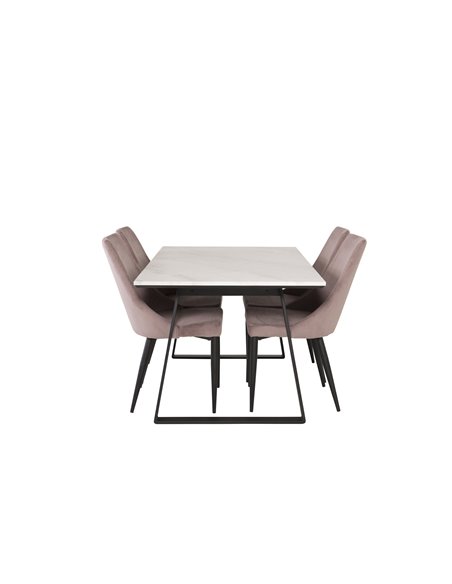 Matgrupp Estelle med Leone matstolar, 140 × 90 cm