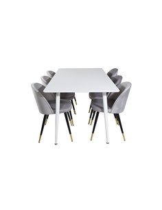 Matgrupp Polar med Velvet matstolar, 180 × 90 cm