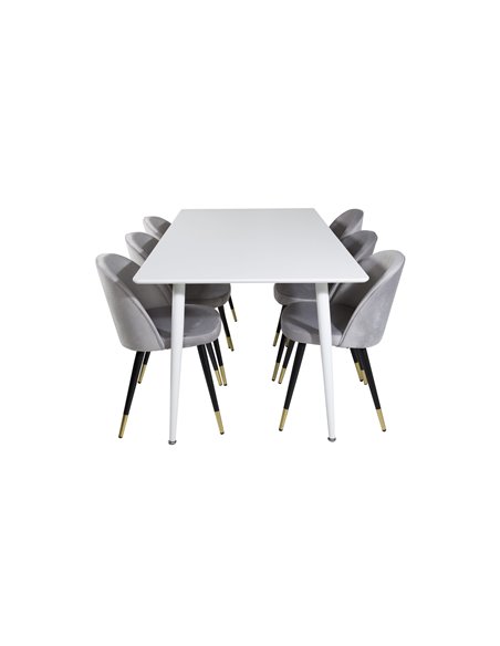 Matgrupp Polar med Velvet matstolar, 180 × 90 cm