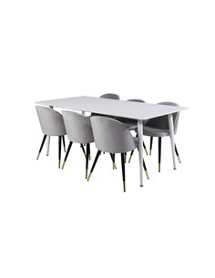 Matgrupp Polar med Velvet matstolar, 180 × 90 cm 2