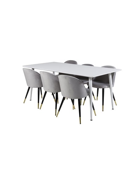 Matgrupp Polar med Velvet matstolar, 180 × 90 cm