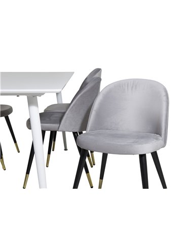 Matgrupp Polar med Velvet matstolar, 180 × 90 cm