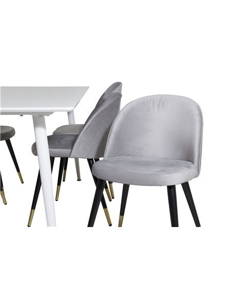 Matgrupp Polar med Velvet matstolar, 180 × 90 cm