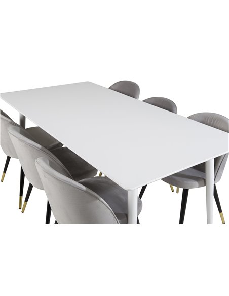 Matgrupp Polar med Velvet matstolar, 180 × 90 cm