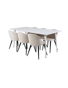 Matgrupp Polar med Velvet matstolar, 180 × 90 cm 2
