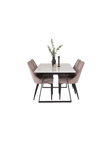 Matgrupp Estelle med Leone matstolar, 140 × 90 cm