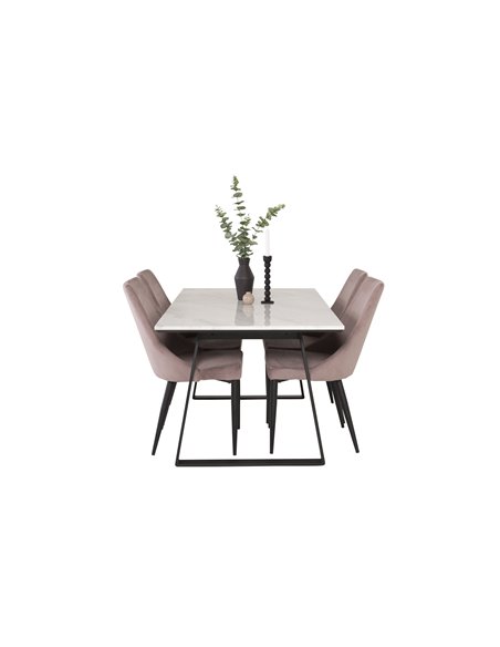 Matgrupp Estelle med Leone matstolar, 140 × 90 cm